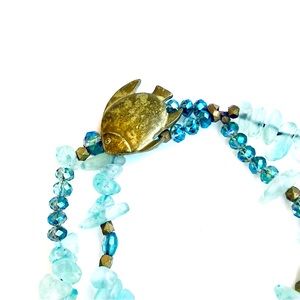 Handmade Aqua Gold Fish Bracelet